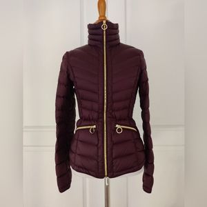 Elegant ultralight burgundy packable Michael Kors Down Puffer, Like New, XS